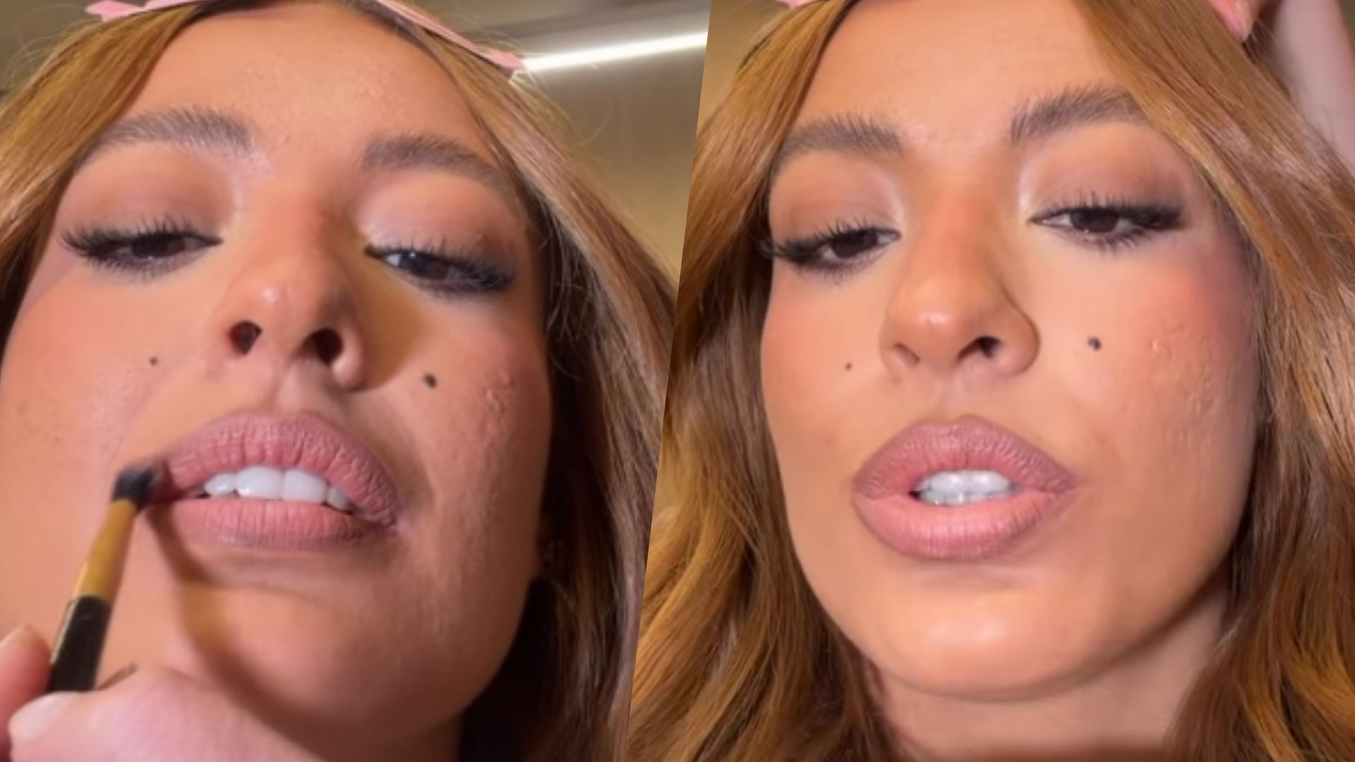 Beatriz Reis nega preenchimento labial e explica truque para aumentar boca