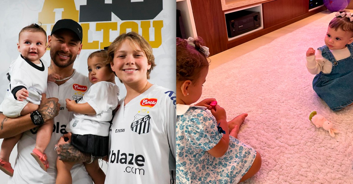 Neymar posta clique fofo das irmãs Mavie e Helena juntas