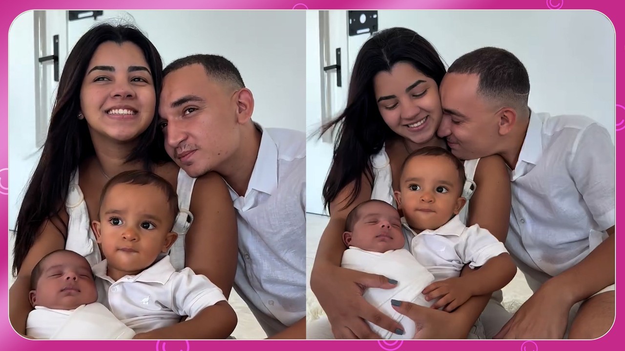 João Gomes e Ary Mirelle fazem ensaio fotográfico com os filhos