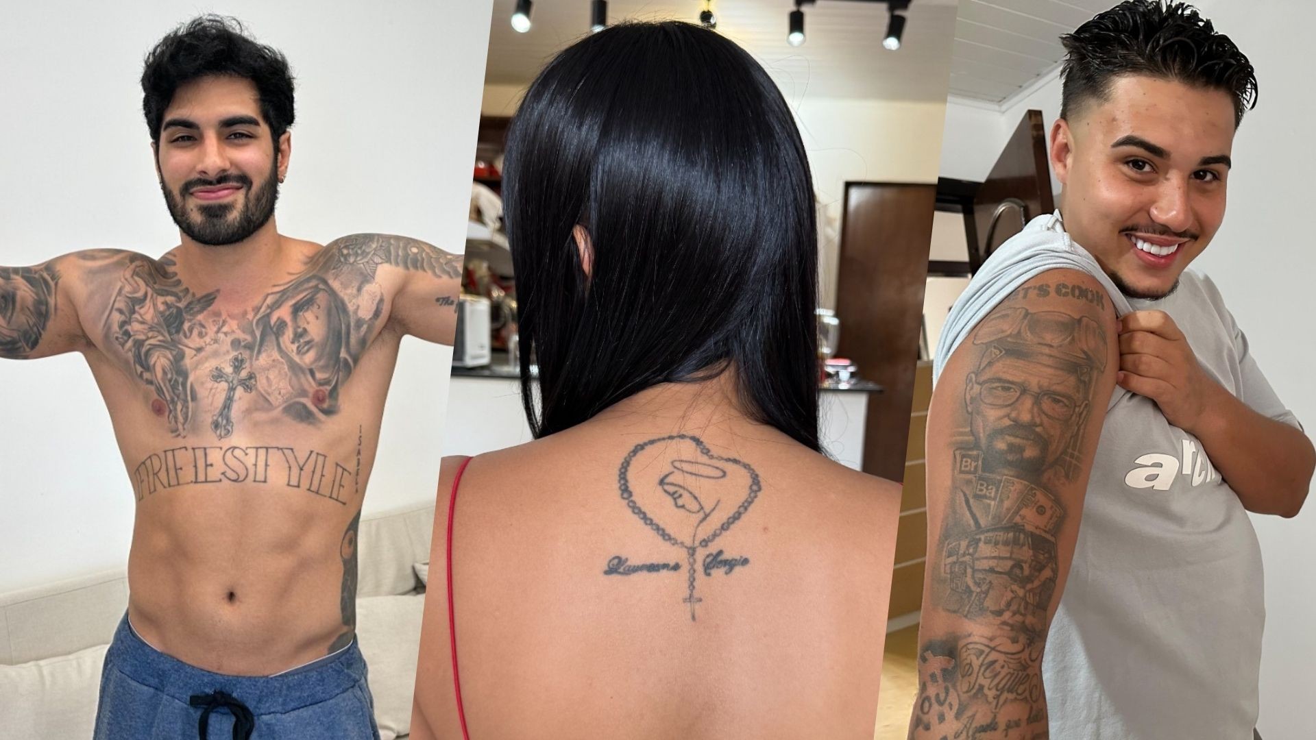 Religiosidade, música e parentes: as tatuagens dos candidatos das Casas de Vidro do BBB 26