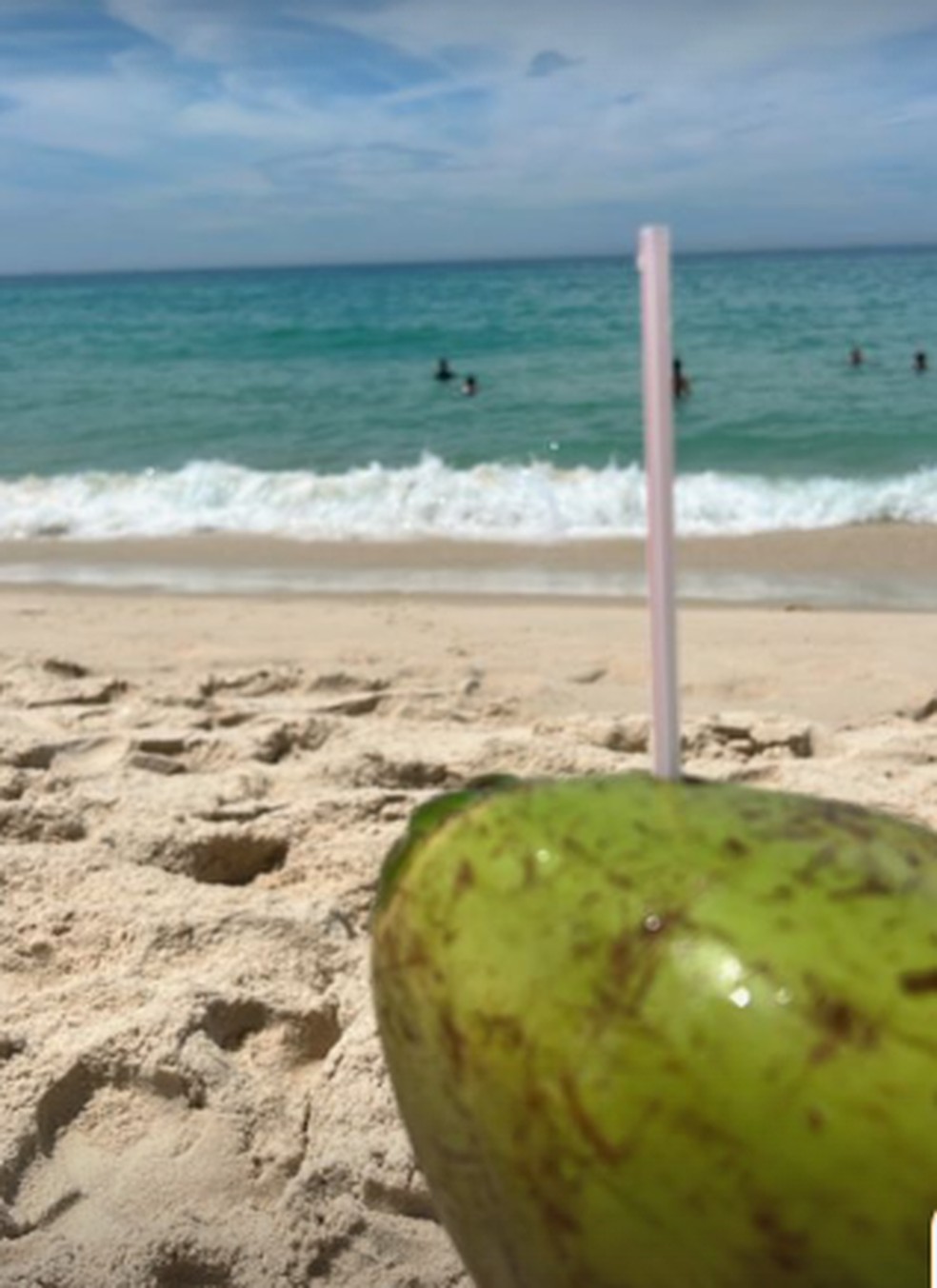 Deoborah Secco matou a sede com um coco  Foto: Reproduo Instagram