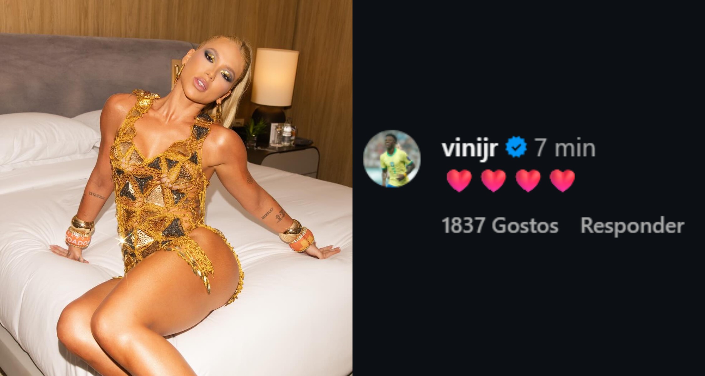 Virginia posta look ousado na Sapucaí, e Vini Jr. se derrete pela namorada; veja reação