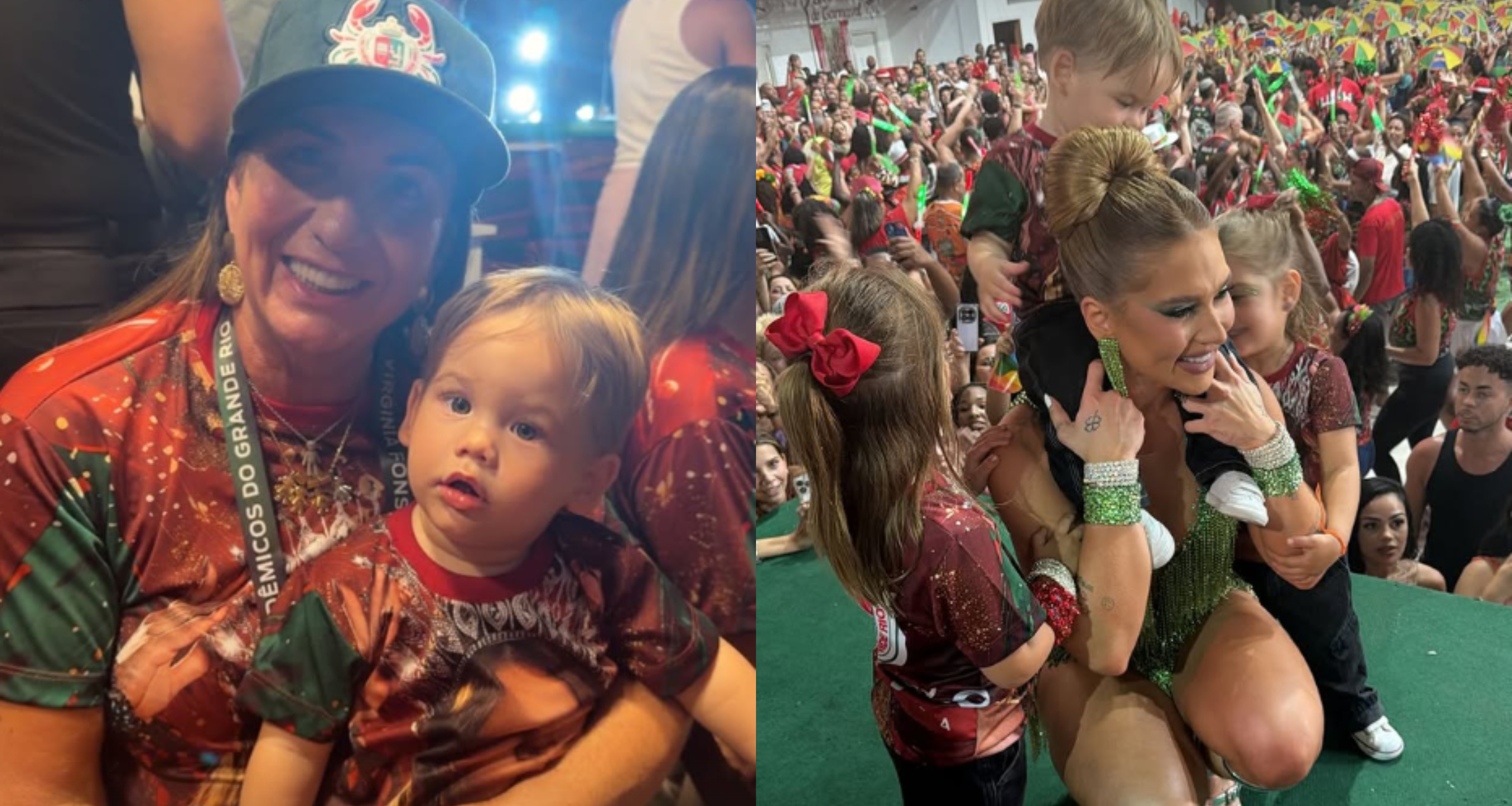 Após internação, mãe de Virginia acompanha ensaio da Grande Rio ao lado da família