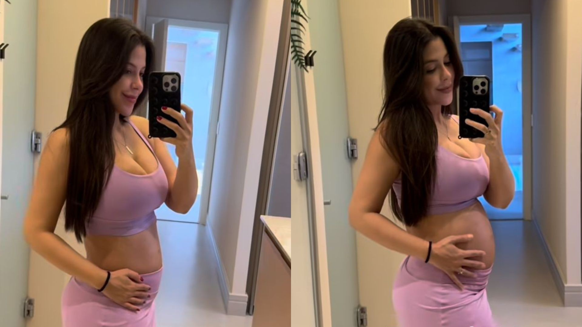 Grávida, Laís Caldas mostra diferença de tamanho da barriga e recebe elogios