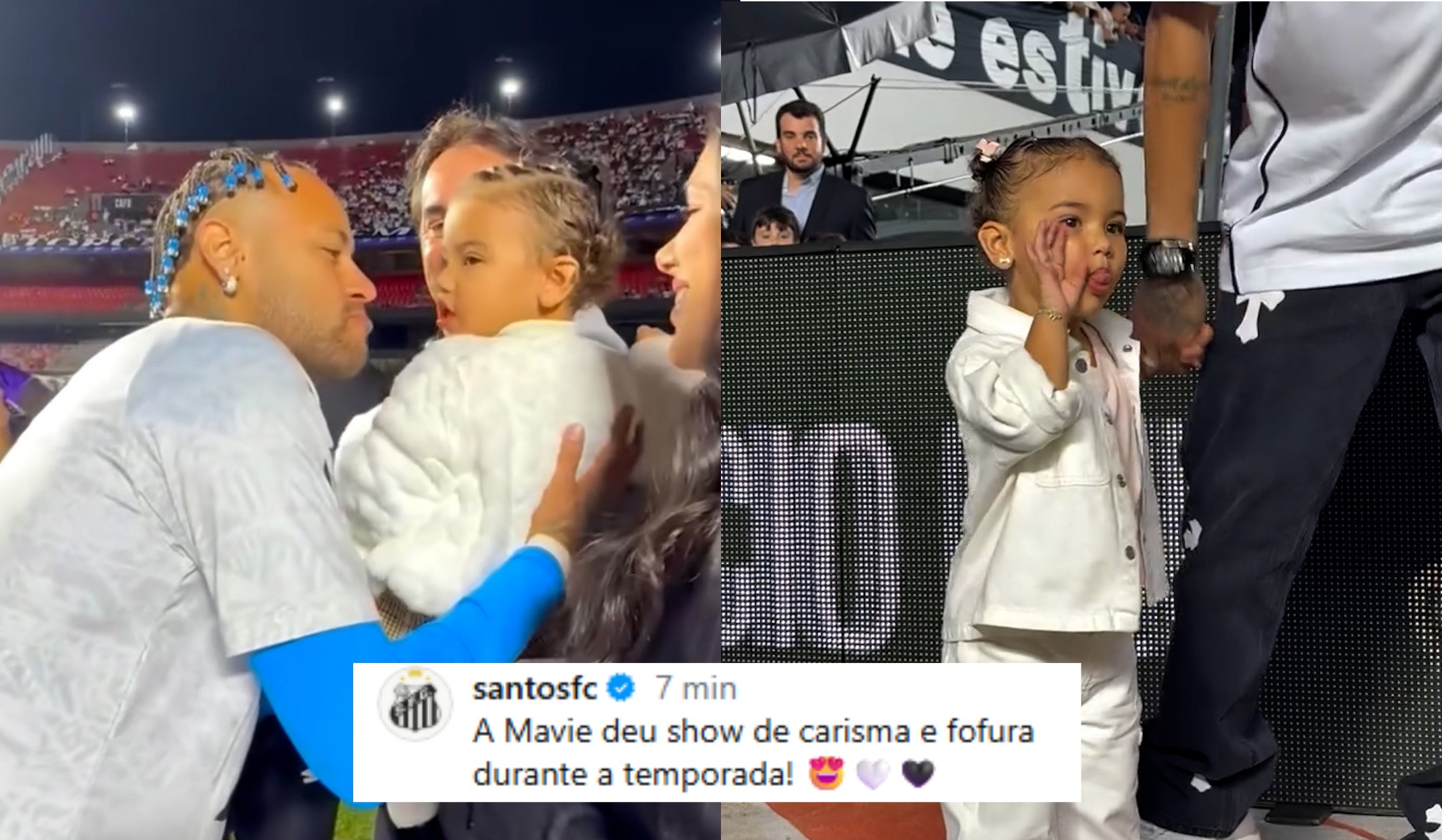 Filha de Neymar, Mavie ganha vídeo especial no perfil do Santos: 'Show de carisma e fofura'