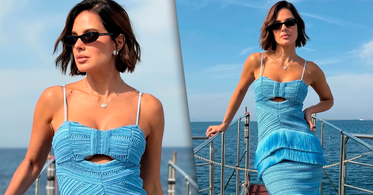 Vera Viel, esposa de Rodrigo Faro, aposta em vestido de R$ 7 mil em viagem por Ibiza