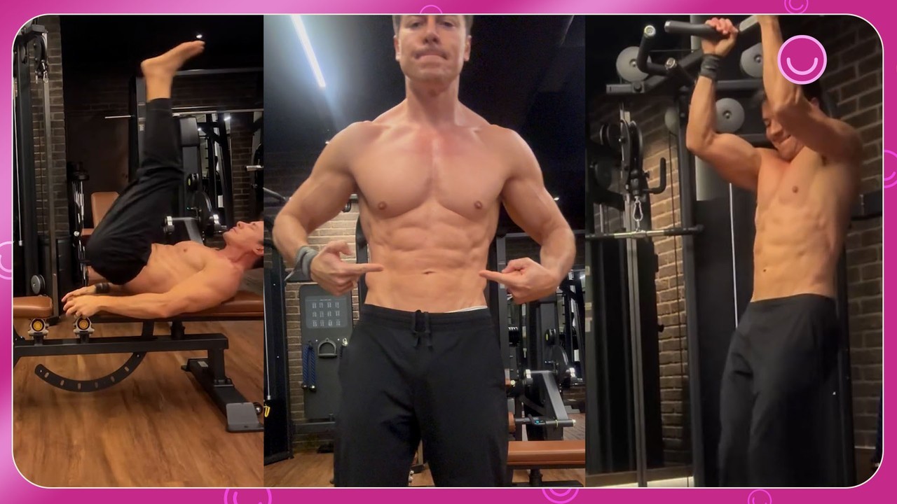 Rodrigo Faro mostra treino abdominal e ganha elogios: 'Melhor do que muitos caras novos'