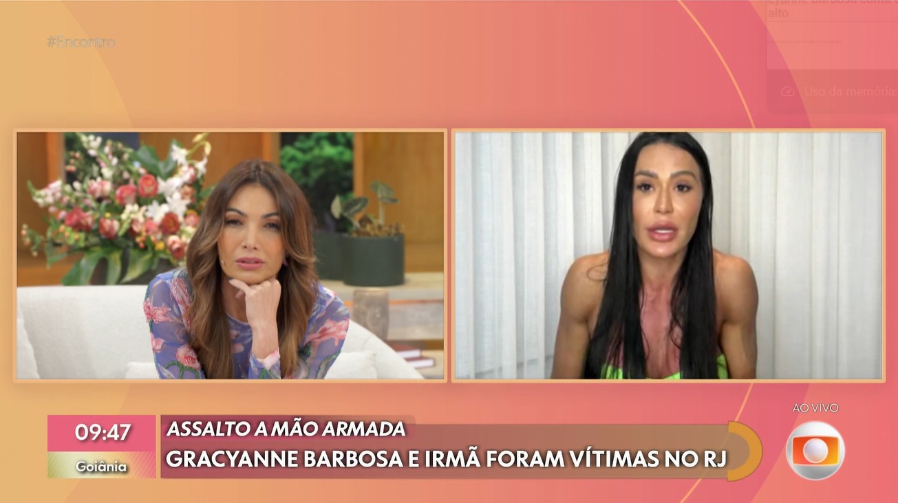 No Encontro, Gracyanne Barbosa conta detalhes de assalto que sofreu: 'Muito assustador'