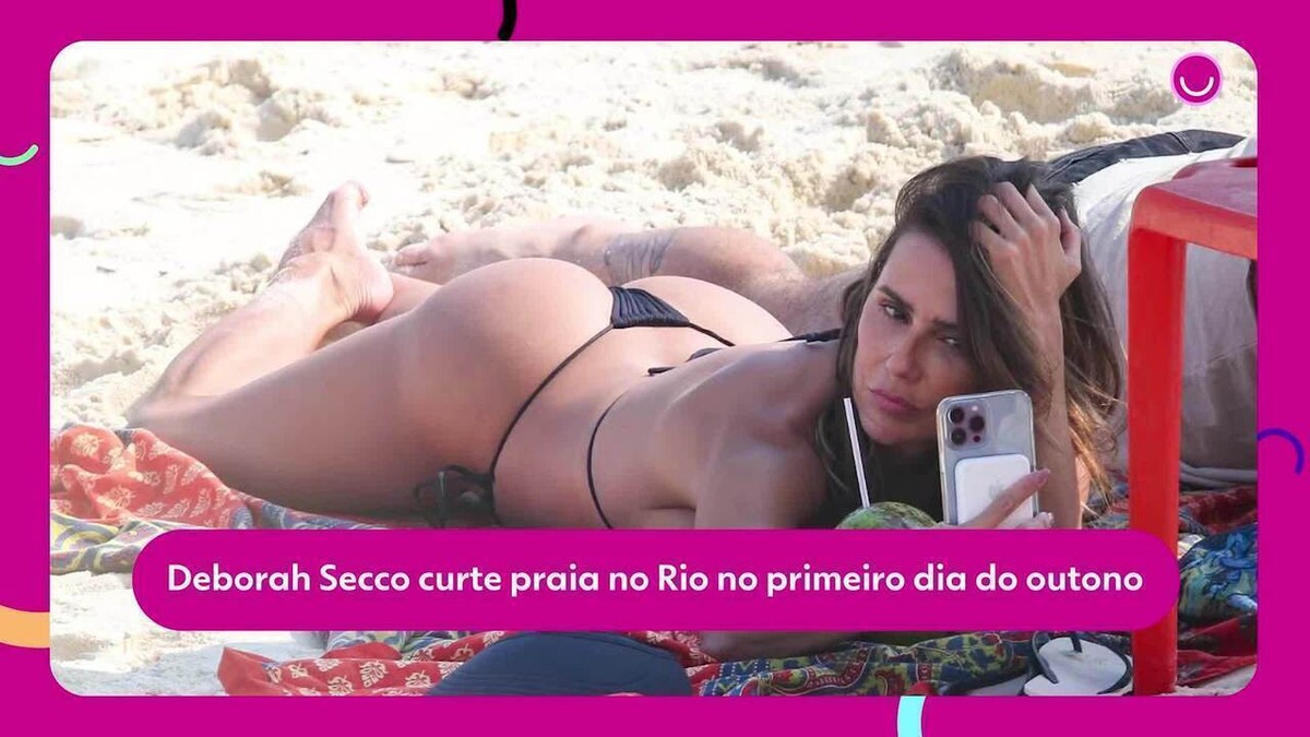 Deborah Secco curte praia no Rio no primeiro dia do outono