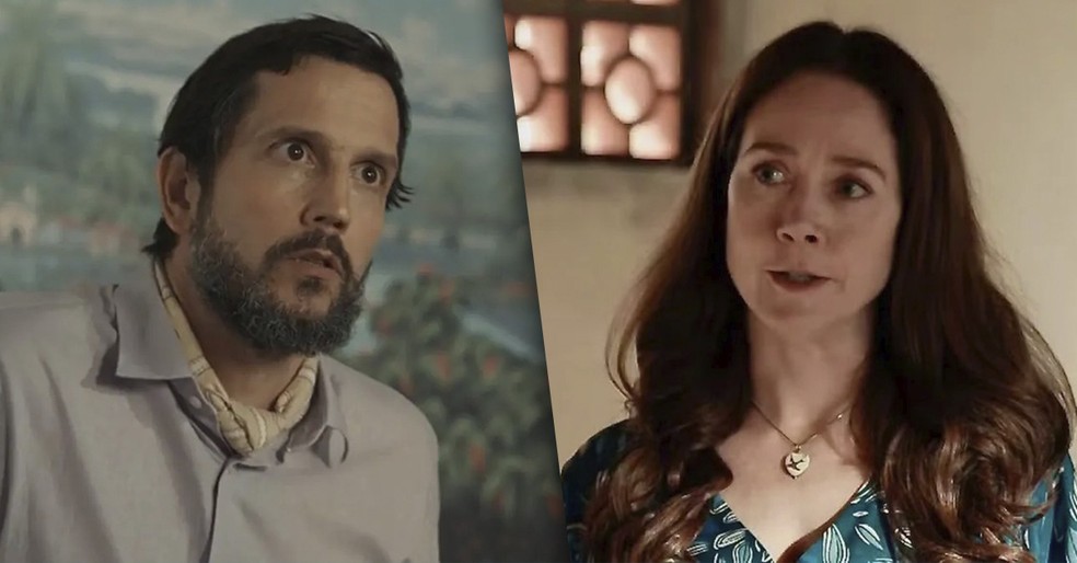 Dona Patroa (Camila Morgado) se vinga de Egídio (Vladimir Brichta) — Foto: Globo