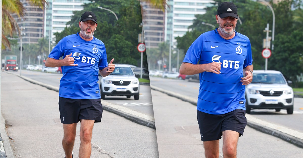 Alex Escobar é visto correndo na praia de São Conrado no Rio de Janeiro
