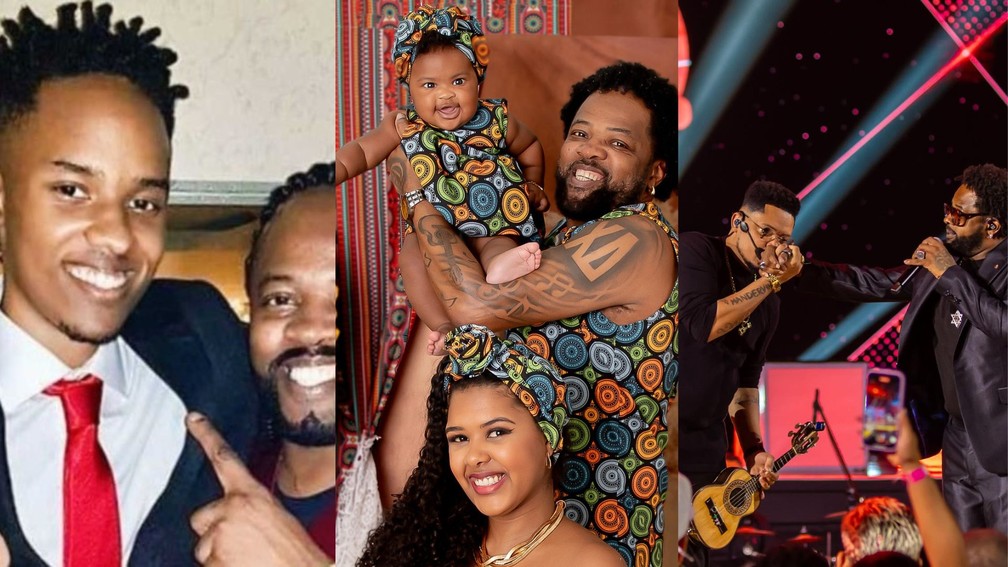 Xande de Pilares com o filho Alexandre Lucas, a caçula e a mulher, Estrela e Thay, e seu sobrinho Mamute — Foto: Reprodução / Instagram