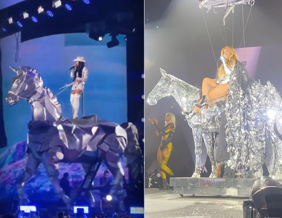 Ana Castela utiliza cavalo gigante para gravao de DVD e fs comparam com Beyonc  Foto: Reproduo/Internet