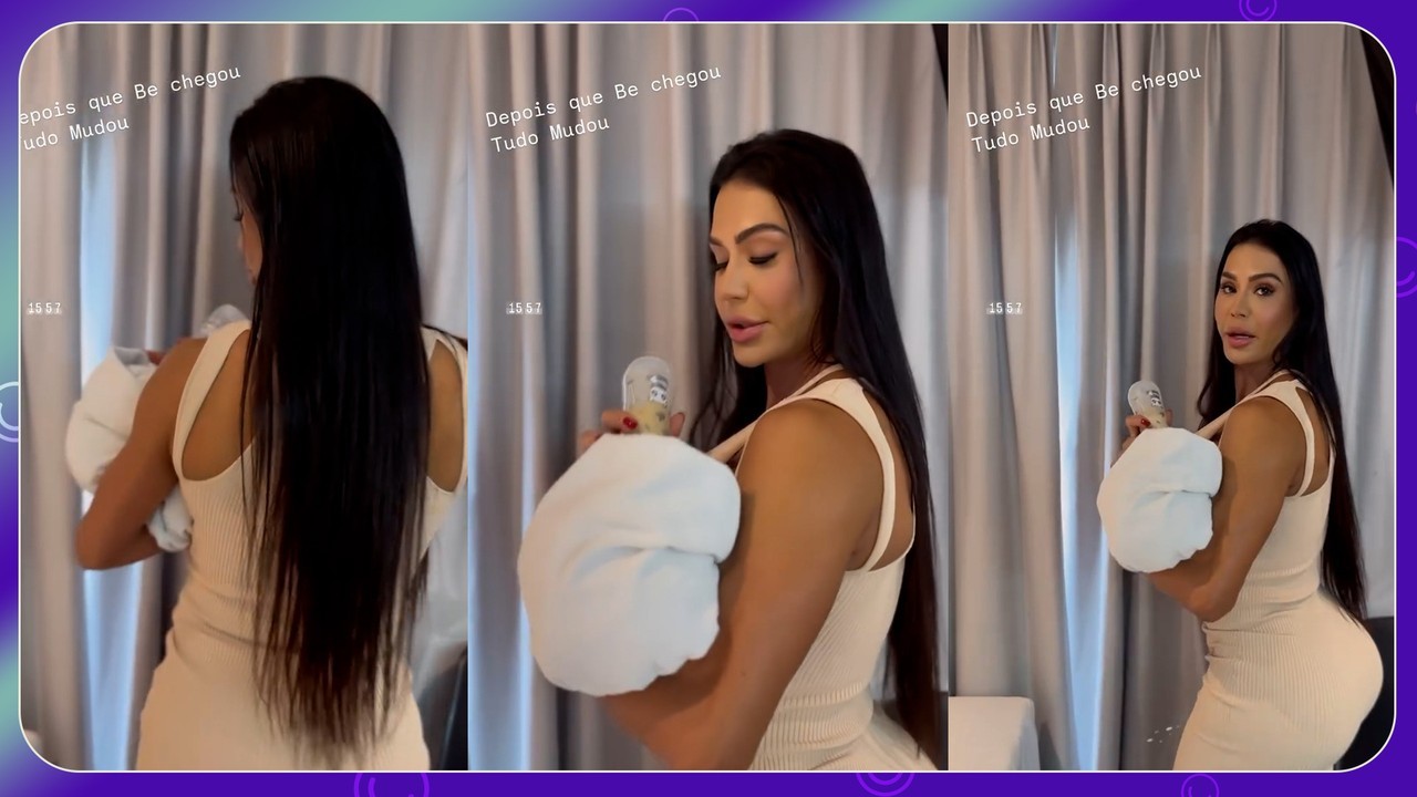 Gracyanne Barbosa brinca com choro de bebê reborn 'adotado' por ela: 'Querendo ovo'
