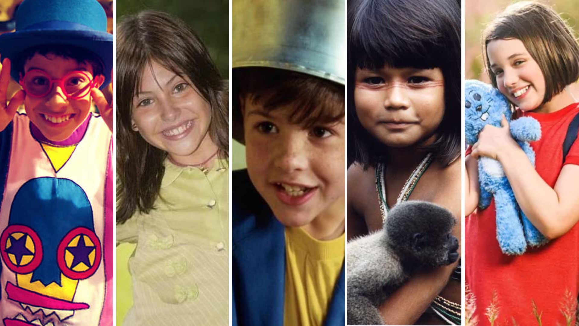 Imagem de atores mirins em diferentes fases da vida