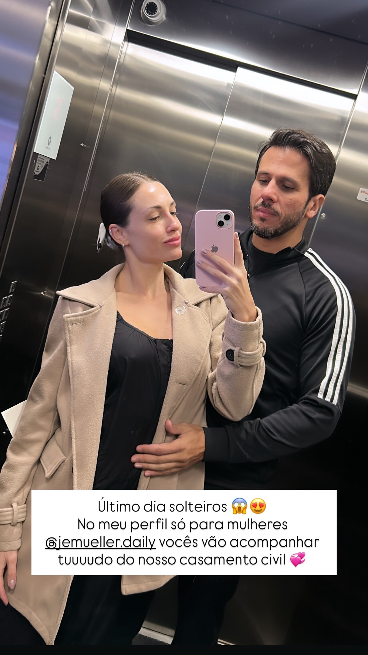 Jéssica Mueller, do BBB 18, compartilha expectativa para casamento civil: 'Último dia solteiros'