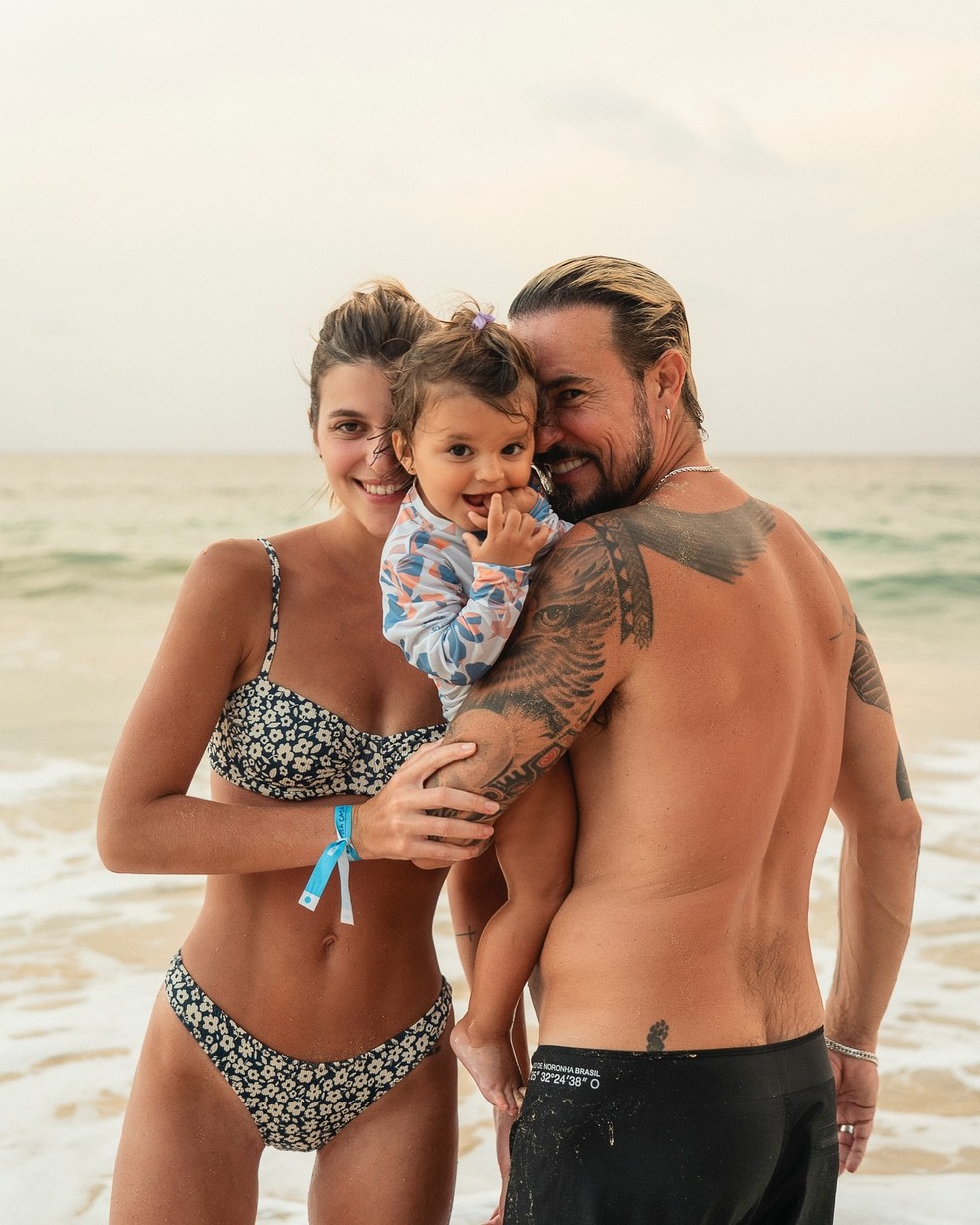 Paulo Vilhena, Maria Luiza e a filha Manoela — Foto: Reprodução