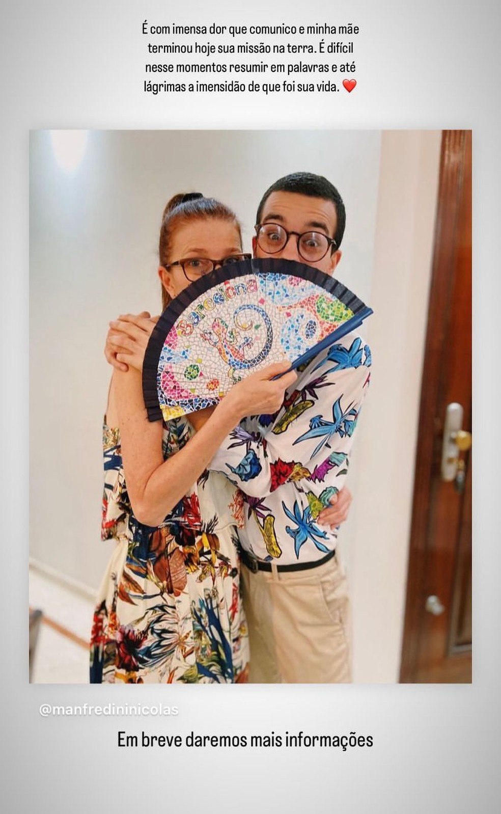 Filho fez homenagem para atriz — Foto: Reprodução/Instagram