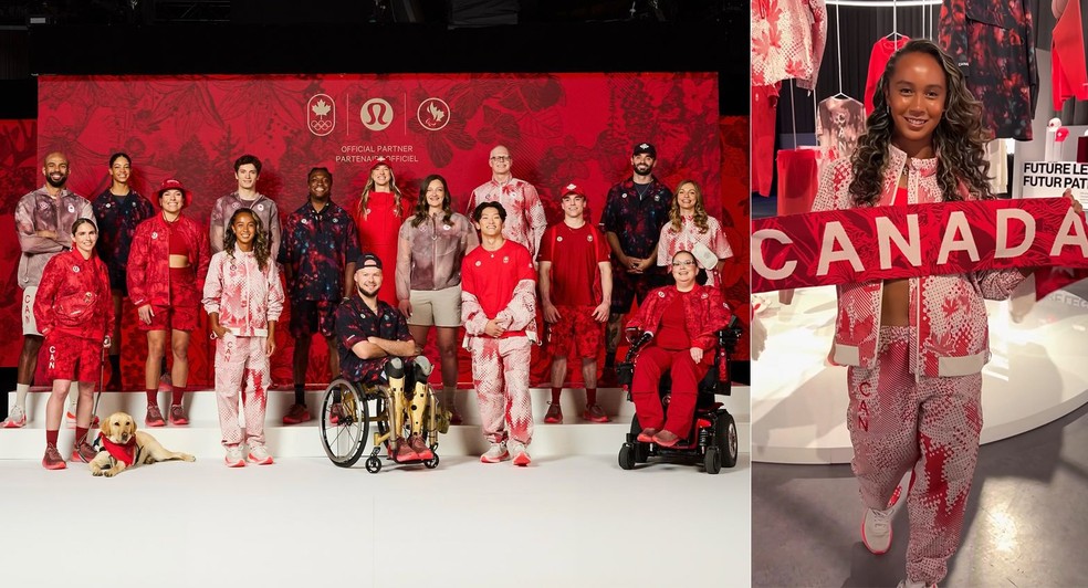 A marca Lululemon criou os uniformes e acessórios esportivos do time canadense — Foto: Reprodução/Instagram