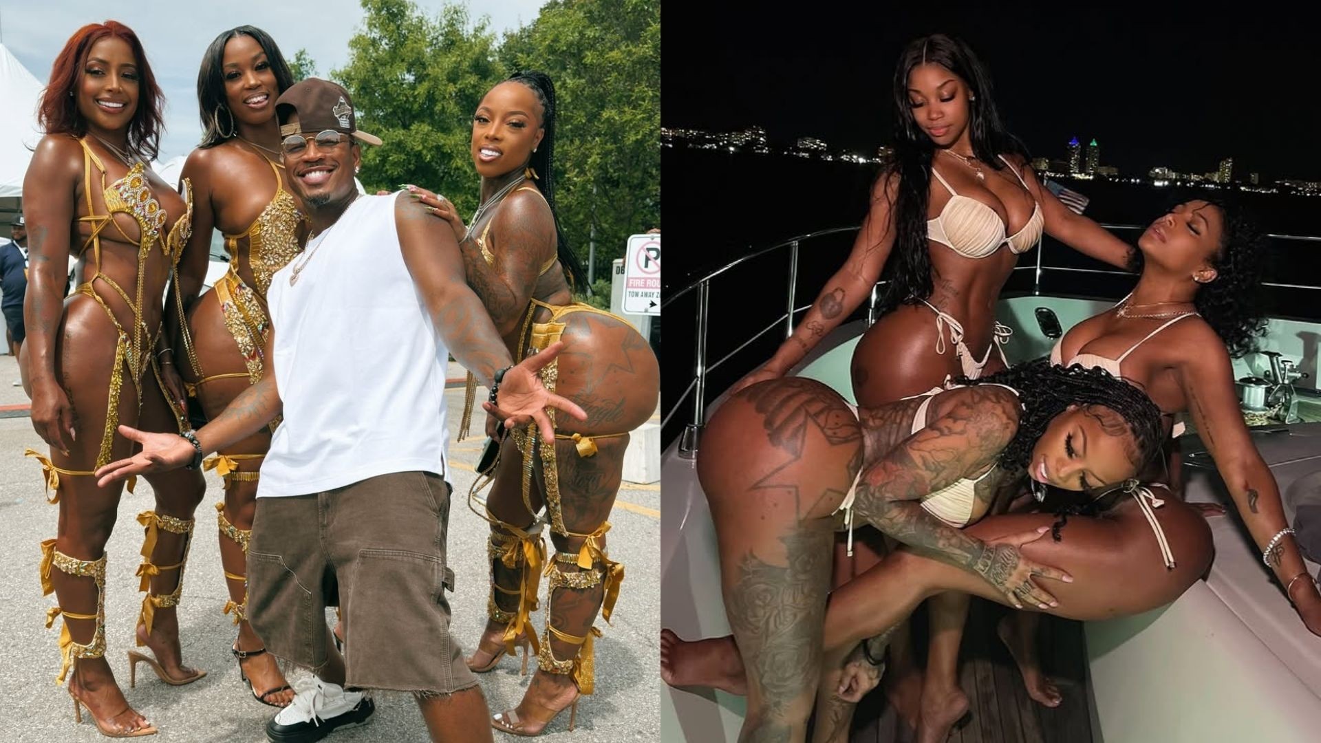 Ne-Yo com suas três namoradas em evento público