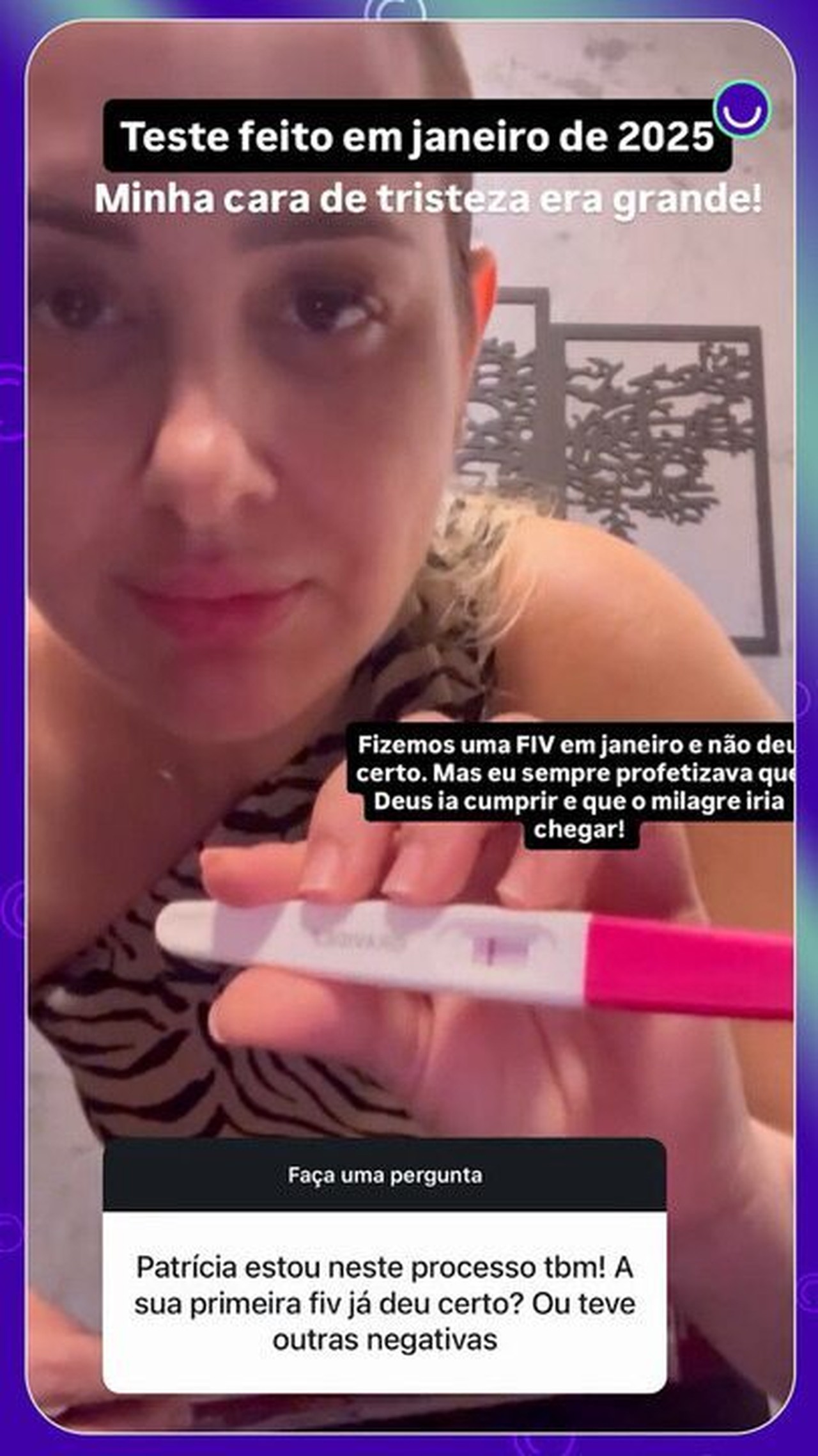 Patrícia Leitte conta detalhes de gravidez por fertilização in vitro após aborto espontâneo