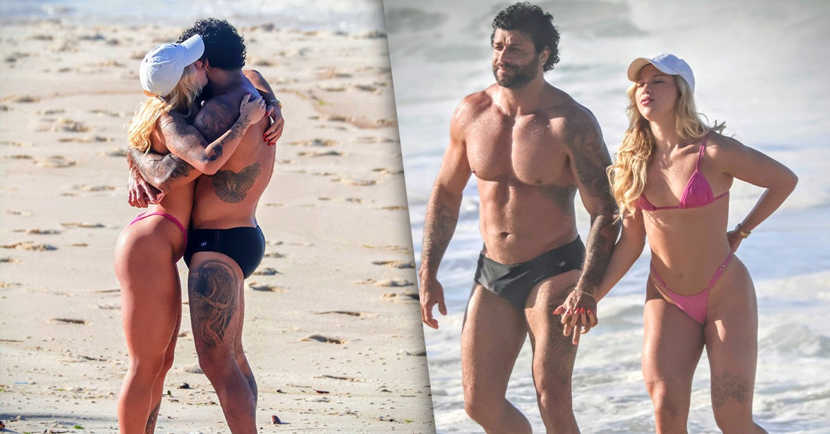 Jesus Luz beija muito a namorada em praia do Rio