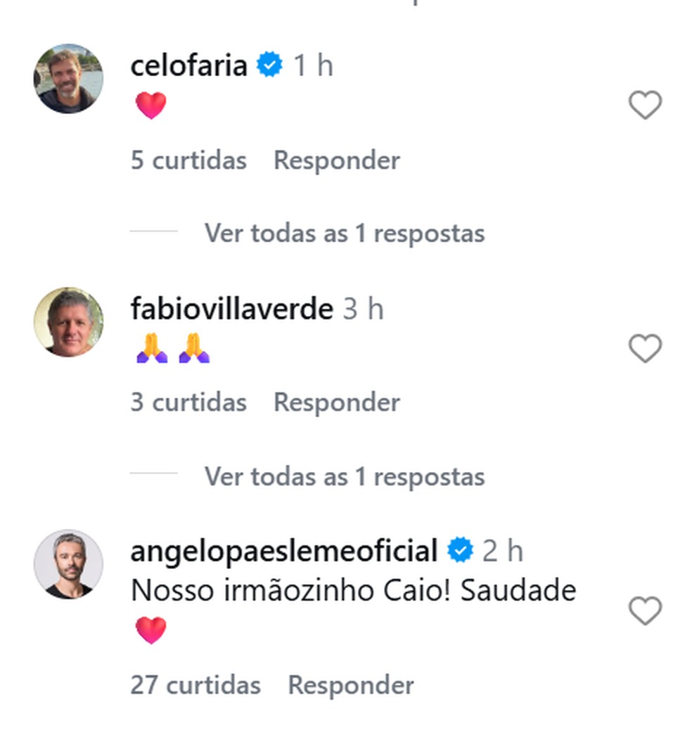 Famosos relembram morte de Caio Junqueira — Foto: Instagram