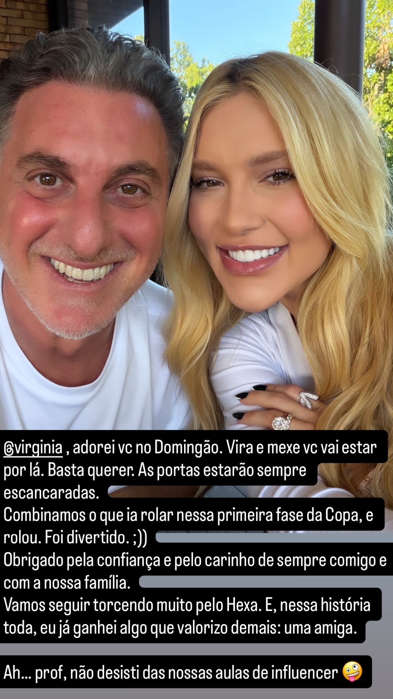 Luciano Huck agradece Virginia por participação em quadro do Domingão