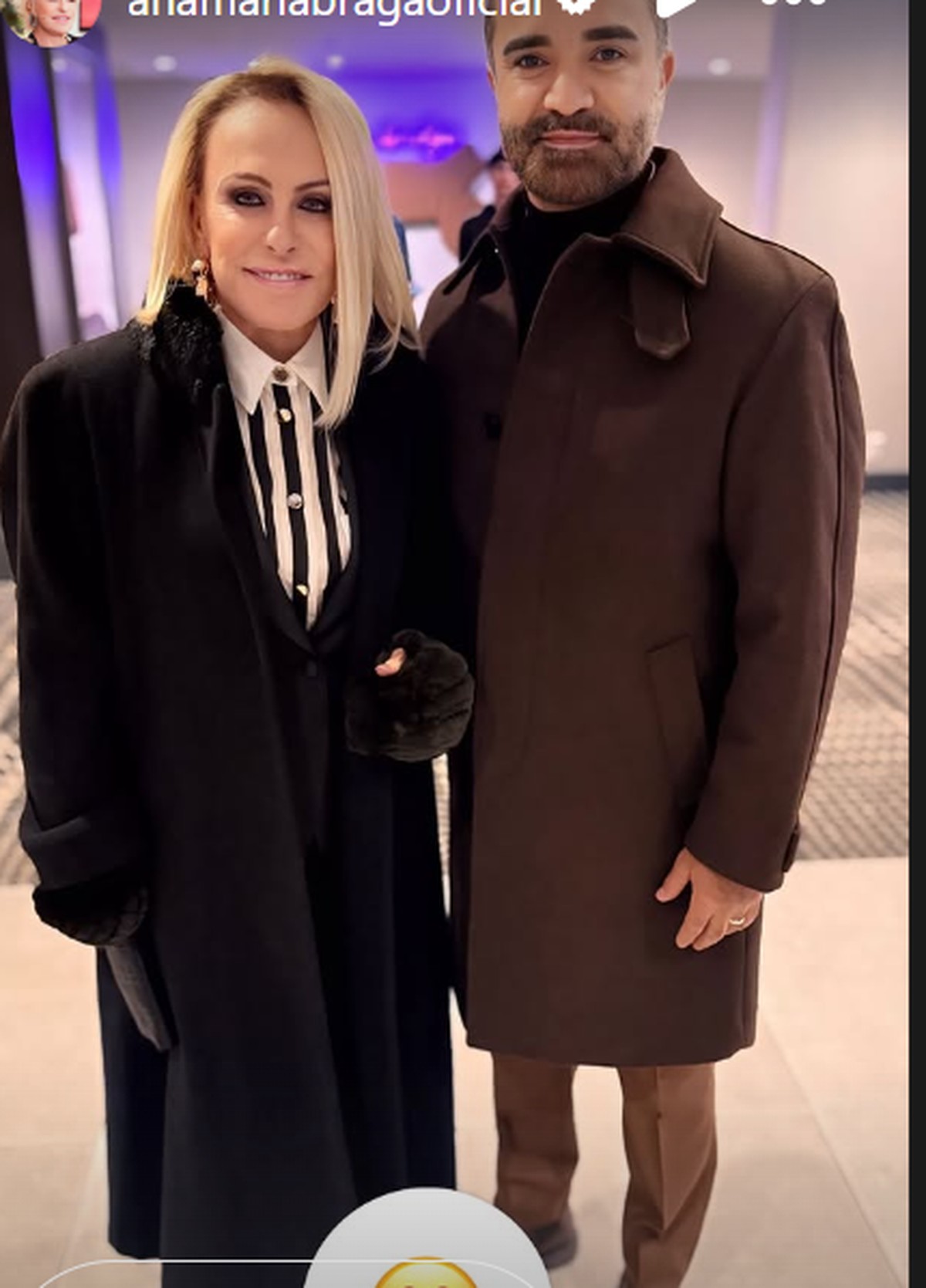 Ana Maria Braga e o marido, Fabio Arruda, enfrentam frio em Boston