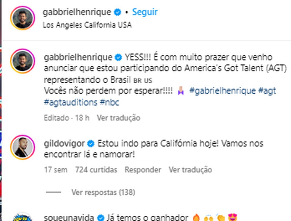 Gil do Vigor brinca que quer namorar com Gabriel Henrique — Foto: reprodução