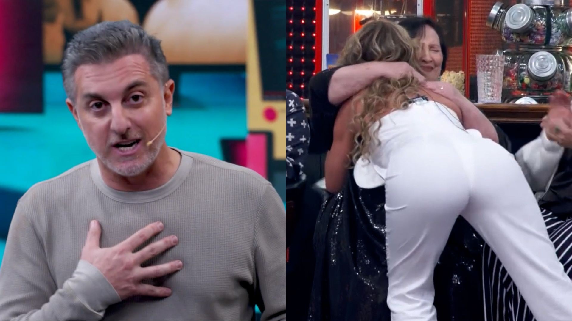 Luciano Huck festeja abraço de Dona Déa e Lívia Andrade: 'Um presente'