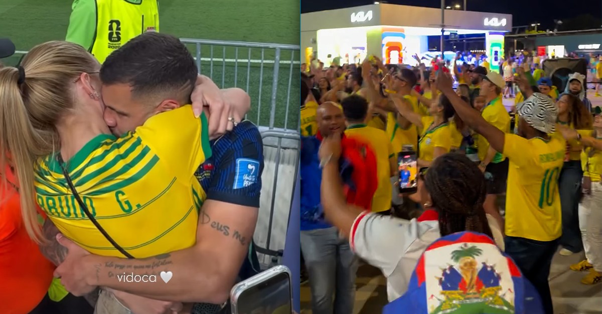 Após jogo, Ana Lídia, esposa de Bruno Guimarães, curte 'festa' da torcida na Copa: 'Furduncinho'