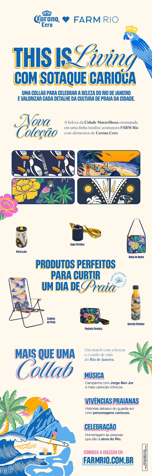 Cultura de praia une Corona Cero e FARM Rio em homenagem à Cidade Maravilhosa