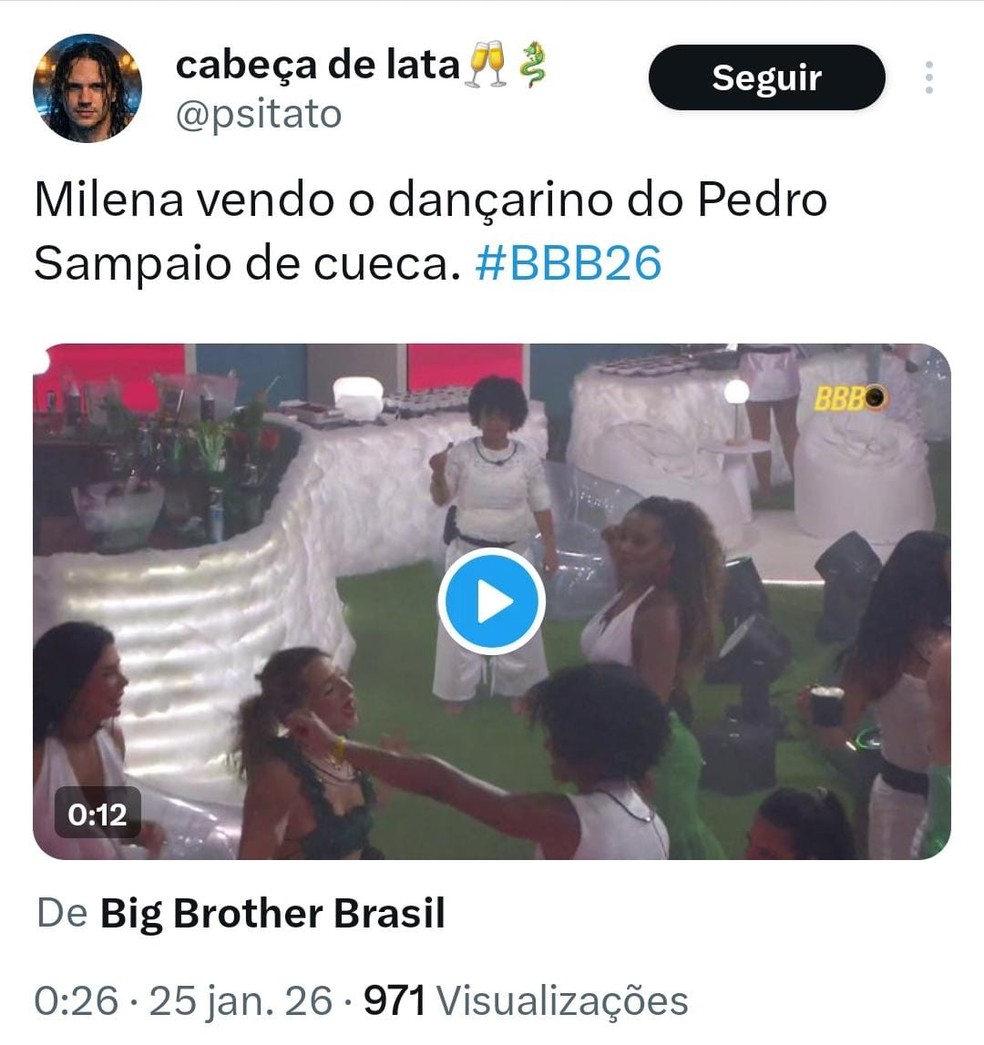Milena, do BBB, em festa com Pedro Sampaio — Foto: Reprodução/Rede Social