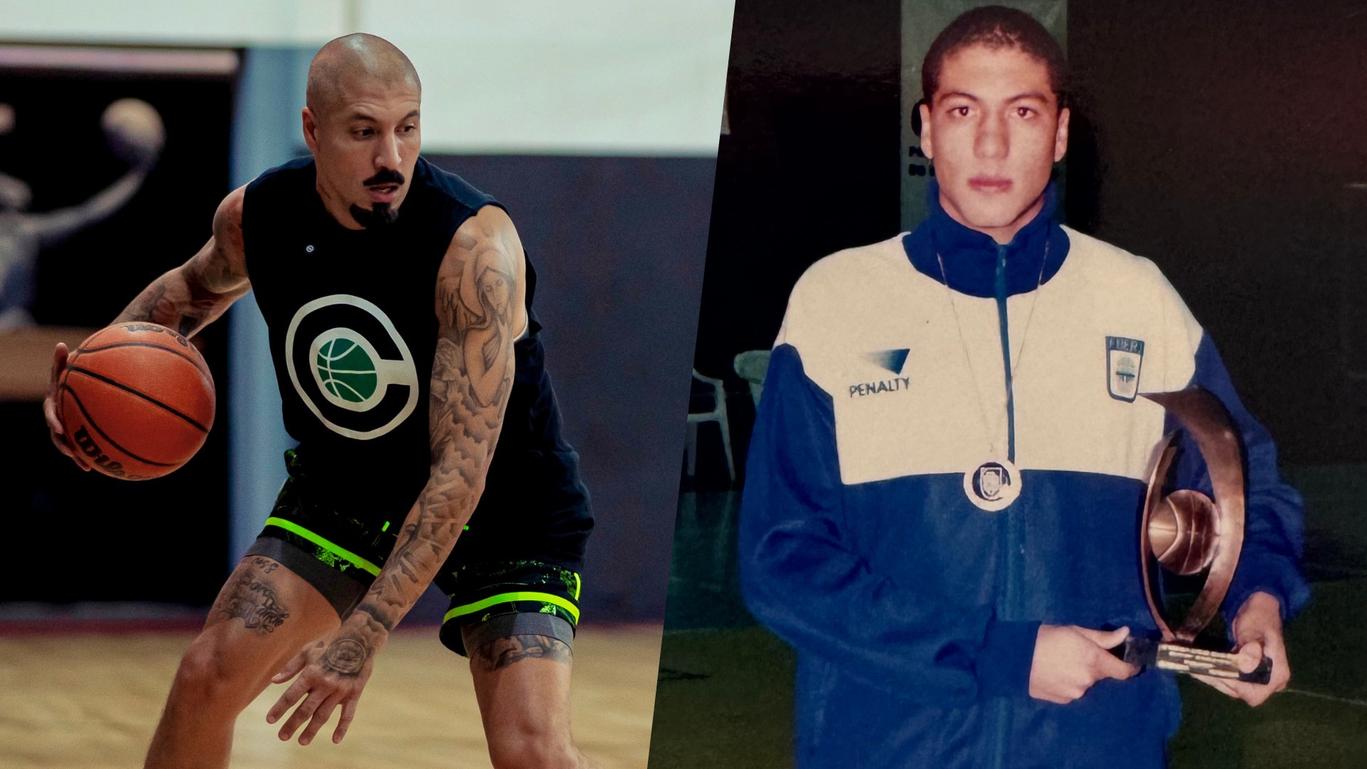 Fernando Medeiros em treino de basquete ao ar livre