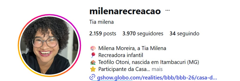 Veja quantos seguidores Milena tinha ao ser anunciada no BBB 26 — Foto: Foto: Reprodução/Redes sociais