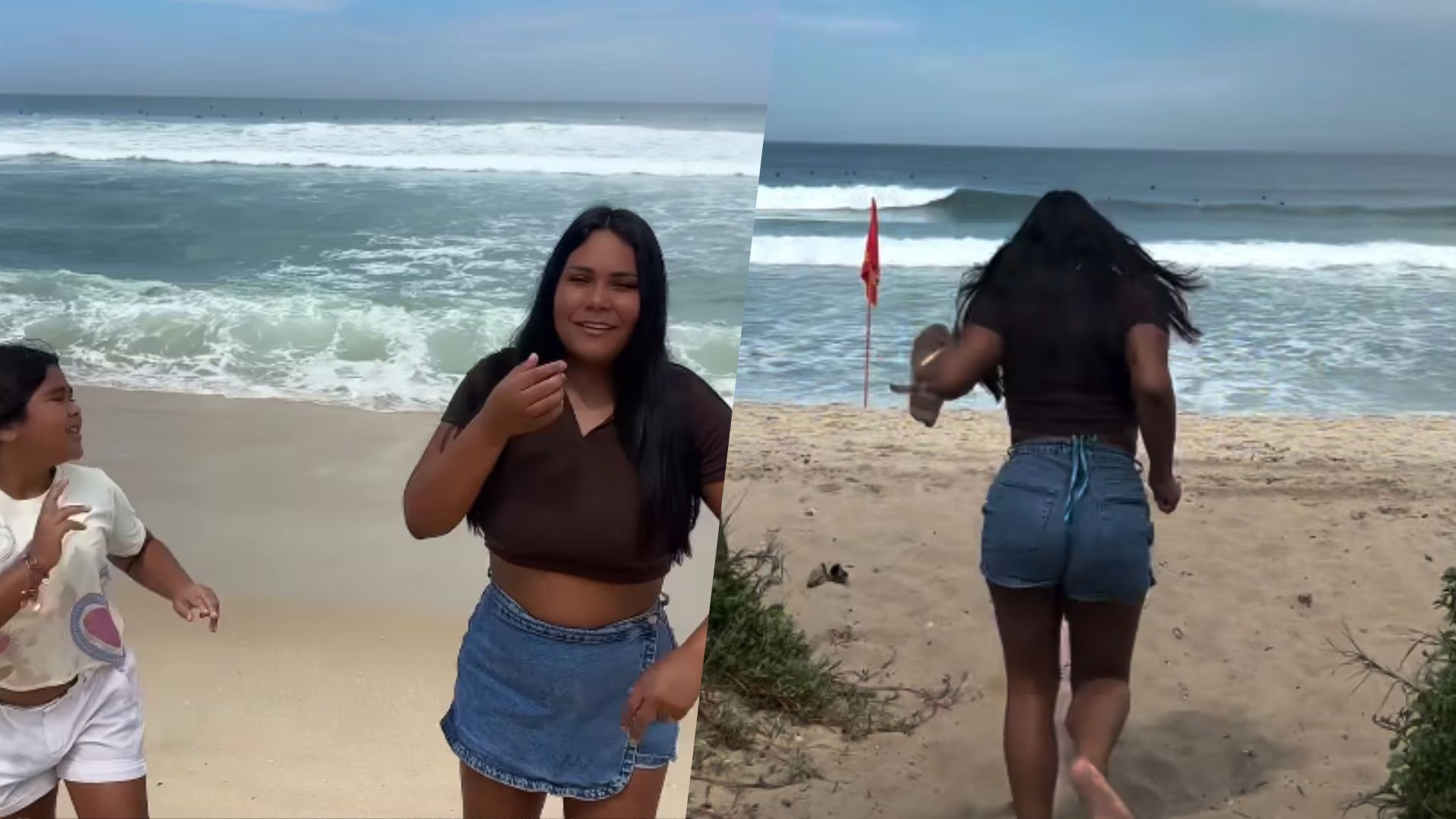 Chaiany curte dia de praia com a filha no Rio e molha os pés no mar: 'Gratidão'