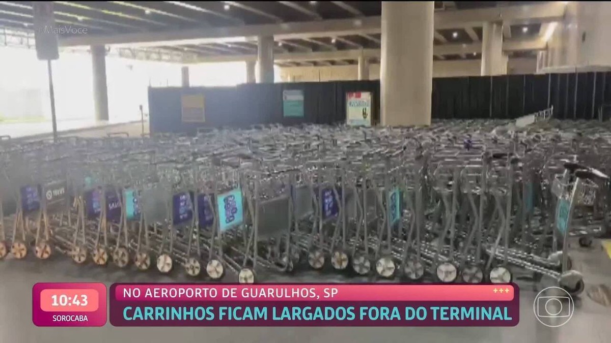 Ana Maria Braga se revolta ao mostrar carrinhos de bagagem amontoados fora do Aeroporto Internacional de São Paulo: 'Descaso com os passageiros'