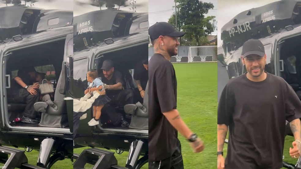 Neymar desembarca com a família na Vila Belmiro, em Santos — Foto: Reprodução