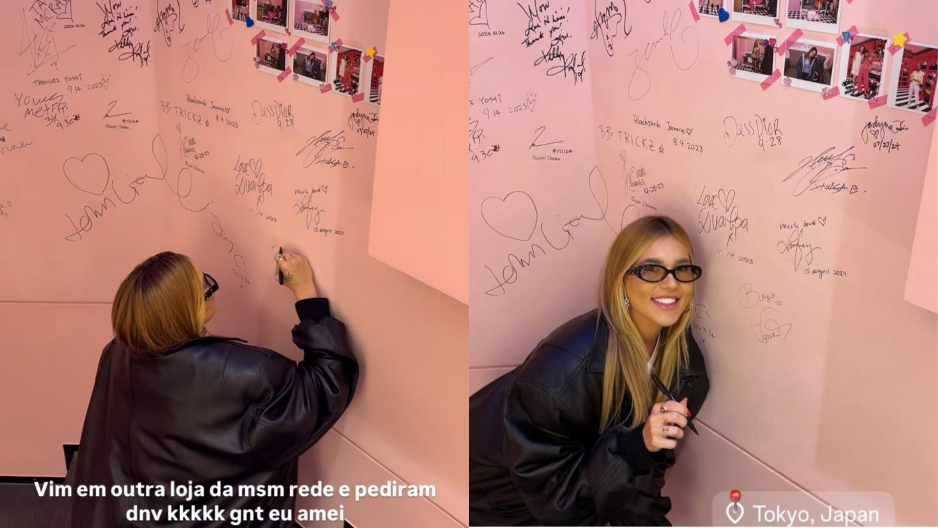 Virginia é convidada a autografar parede de loja no Japão: 'Na parede tinha Kim Kardashian e vários famosos'