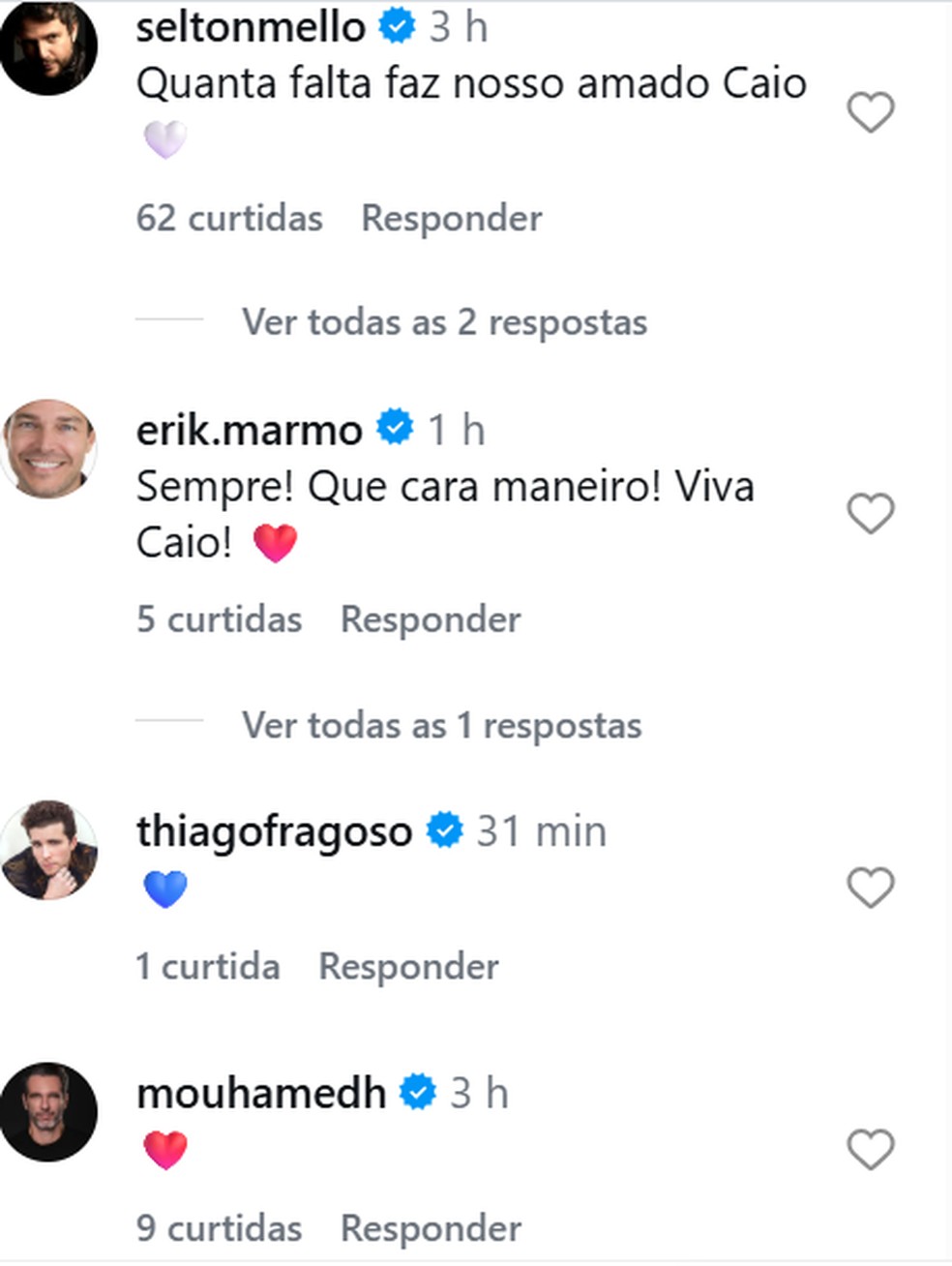 Famosos relembram morte de Caio Junqueira — Foto: Instagram