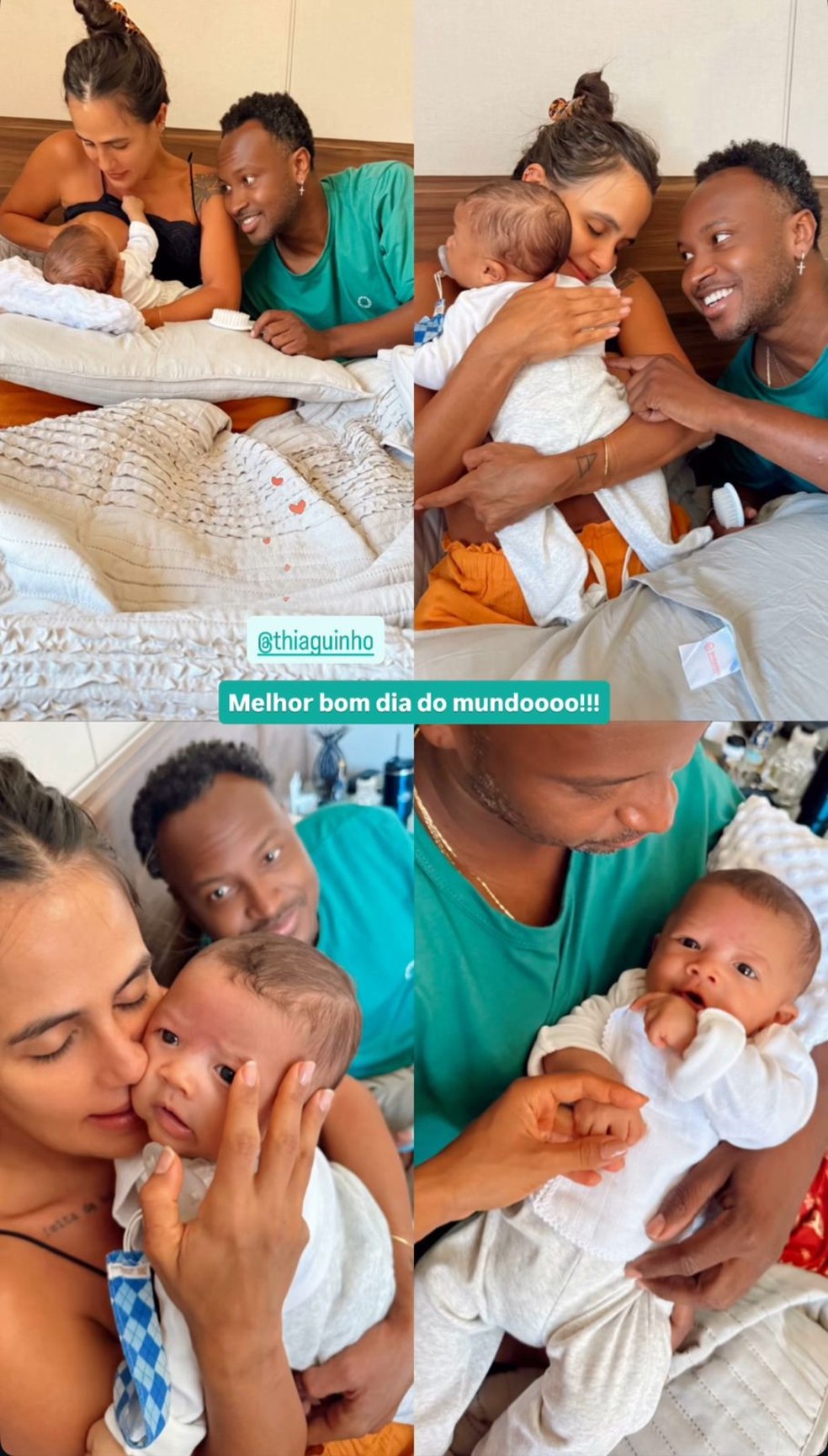 Carol Peixinho, Thiaguinho e Bento curtem manhã juntos em casa — Foto: Redes Sociais