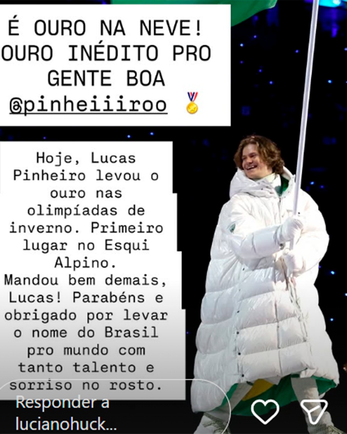 Lucas Pinheiro ganha ouro inédito nas Olimpíadas de Inverno, e famosos comemoram