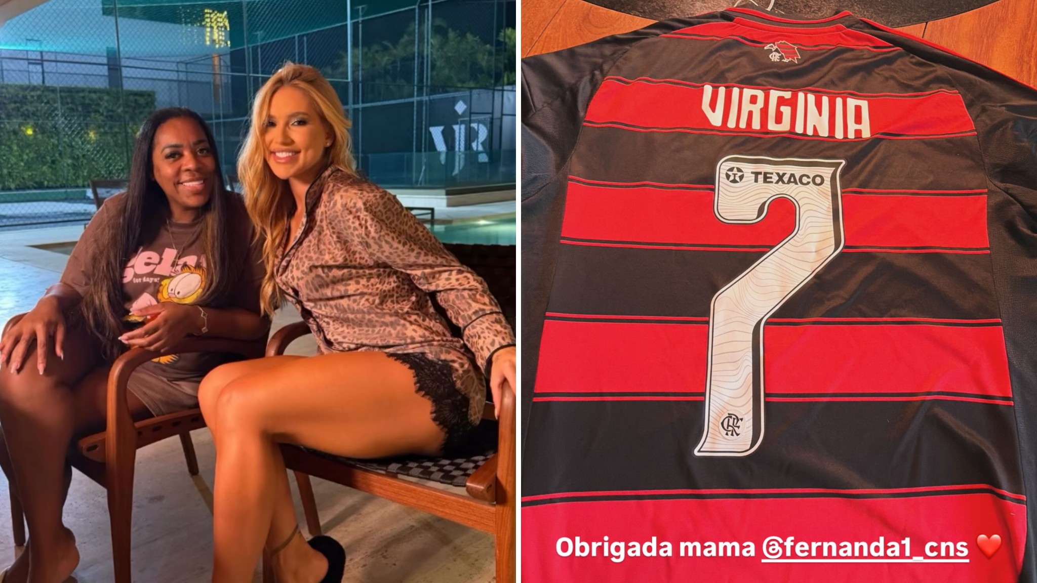 Virginia Fonseca ganha da mãe de Vini Jr. camisa do Flamengo com seu nome