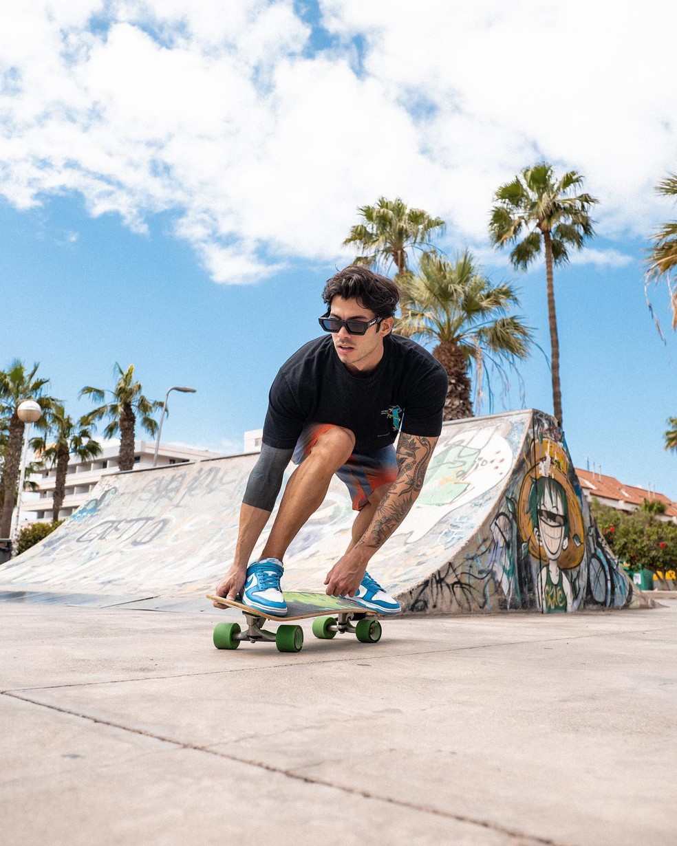 Luca Daffrè andando de skate — Foto: Reprodução/Instagram