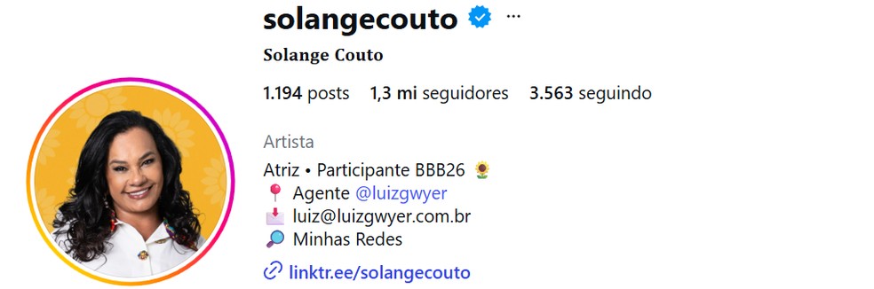 Veja quantos seguidores tem Solange Couto, do BBB 26, atualmente — Foto: reprodução/Instagram