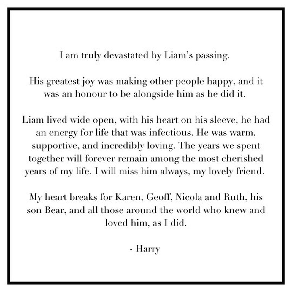 Harry Styles sobre Liam Payne — Foto: Instagram