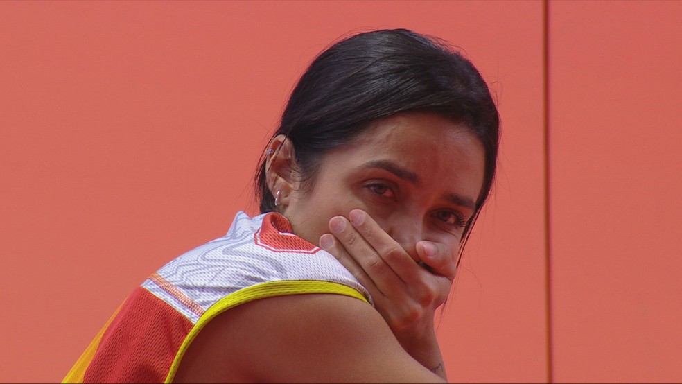 Eva é a última participante a deixar a Prova do Líder do BBB 25 — Foto: Globo