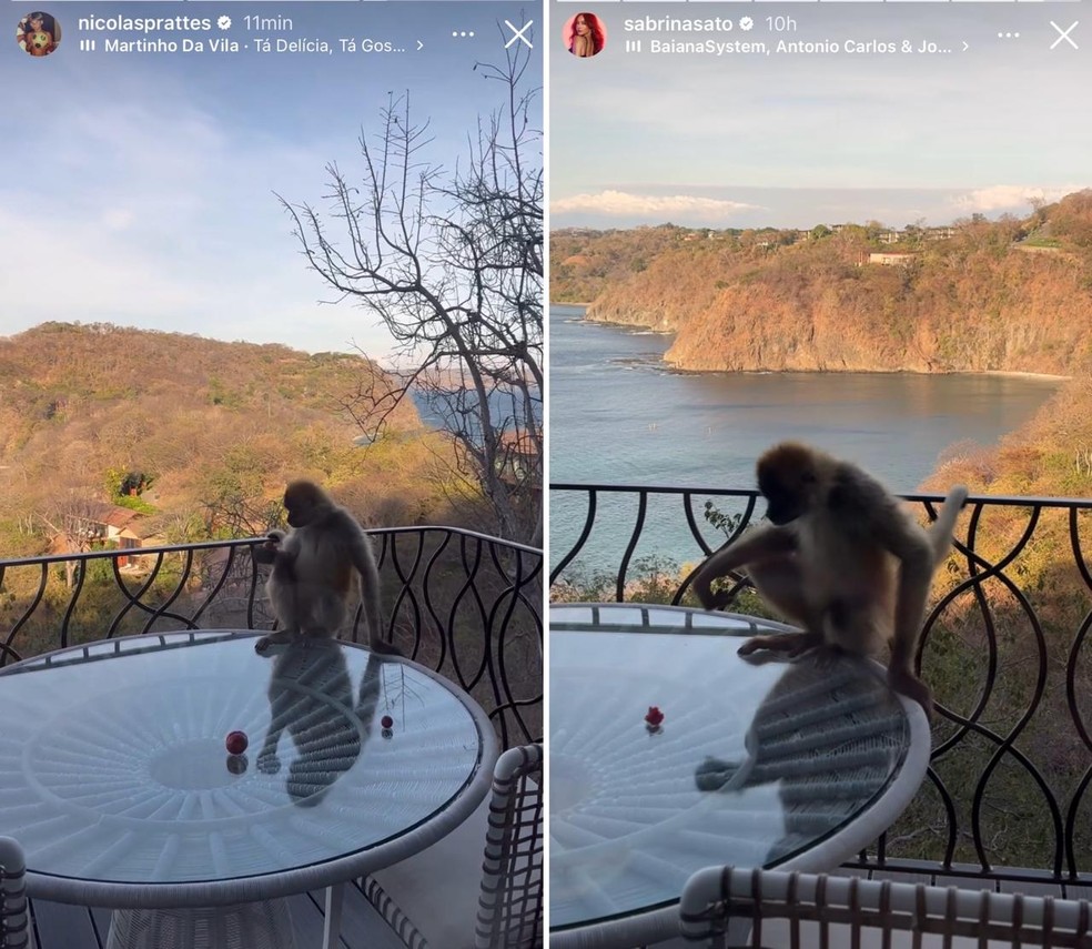 Sabrina Sato e Nicolas Prates postam foto com mesma paisagem — Foto: Reprodução