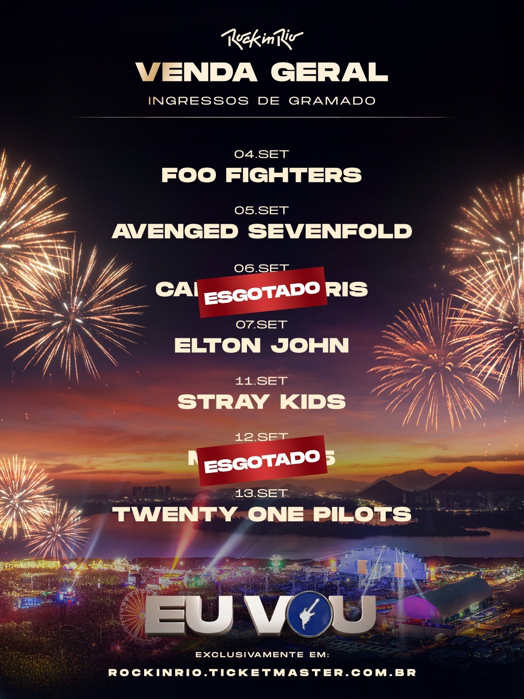 Rock in Rio 2026: datas com Calvin Harris e Maroon 5 são as primeiras a esgotarem